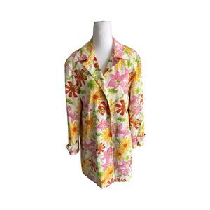 Vintage Morton Bernard Women's Size 10T Cotton Spring Floral Long Easter Coat